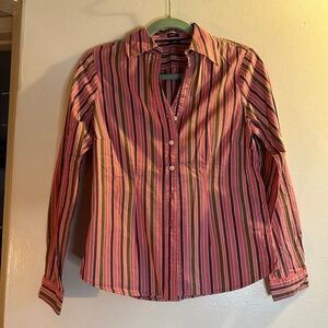 GAP Pink and Brown Striped Shirt